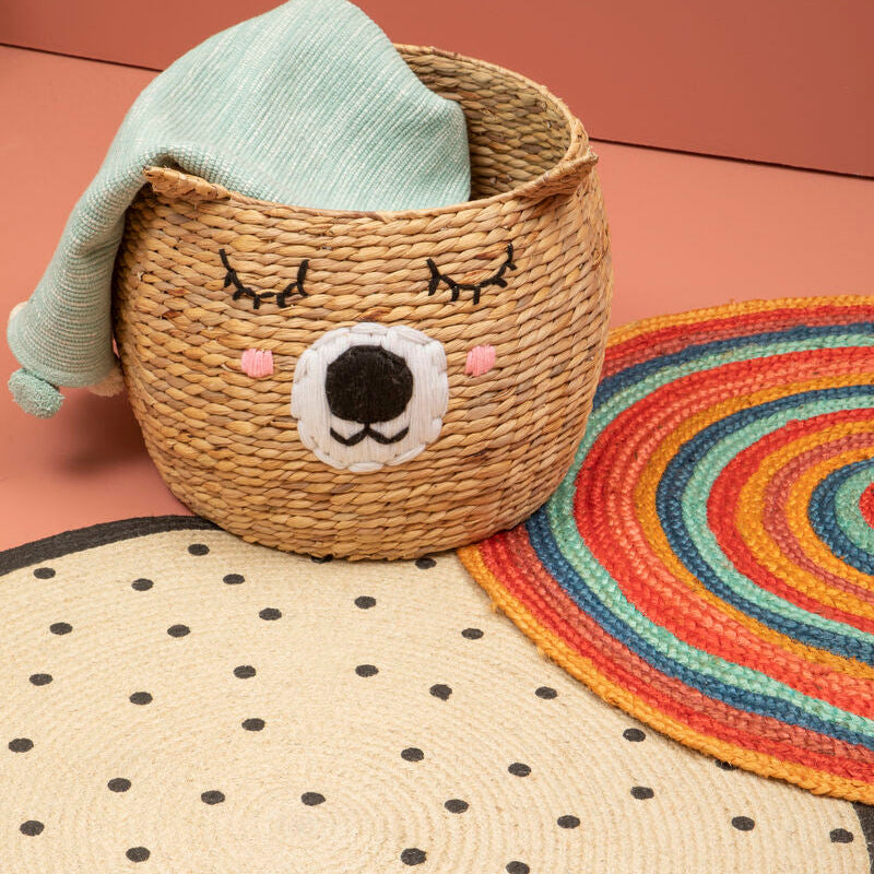 Orsina Kids Multicolour Round Rug – Woven Playroom and Nursery Decor