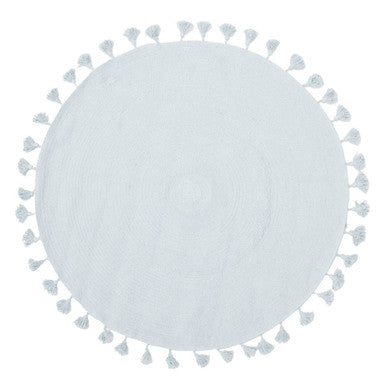 Orsina Kids Blue Round Rug with Tassels – Handwoven Nursery Decor