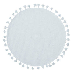 Orsina Kids Blue Round Rug with Tassels – Handwoven Nursery Decor