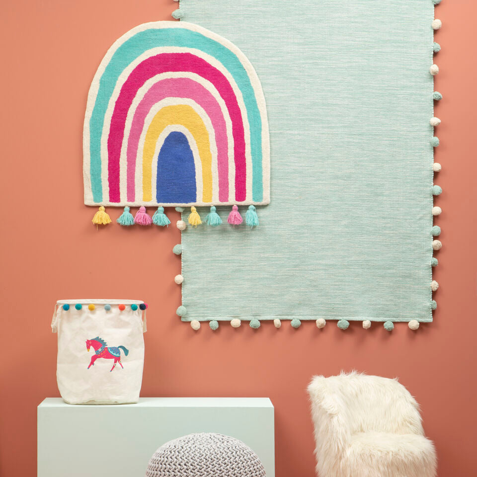 Orsina Kids Rectangular Braided Rug – Sage Green Handwoven Nursery Decor
