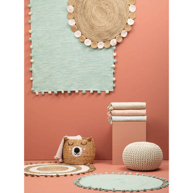 Orsina Kids Rectangular Braided Rug – Sage Green Handwoven Nursery Decor