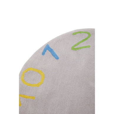 Orsina Kids Round Number Rug – Educational Grey Playroom Floor Decor