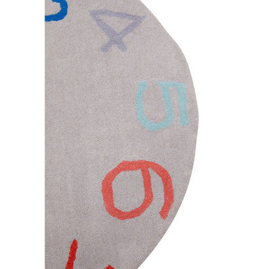 Orsina Kids Round Number Rug – Educational Grey Playroom Floor Decor