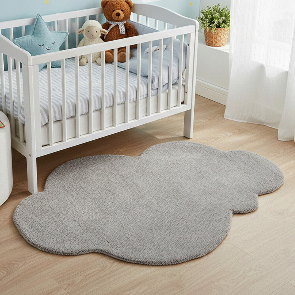 Orsina Kids Cloud Rug – Plush Grey Nursery and Playroom Floor Decor