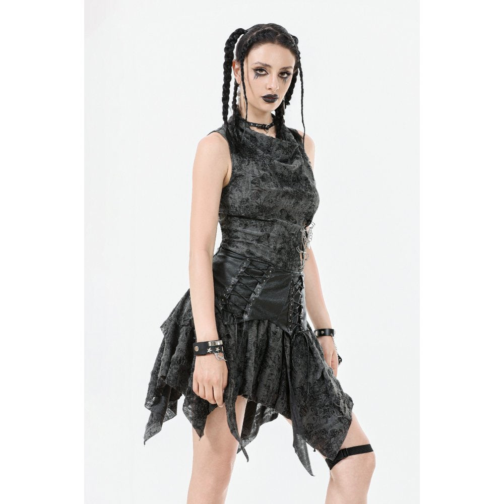 Dark in Love Elandra Goth Skirt – Layered Lace Handkerchief Hem