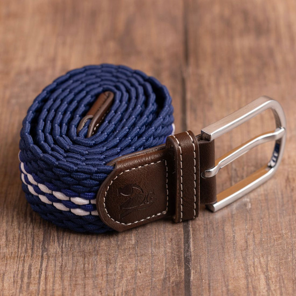 Swole Panda Woven Belt – White Fine Stripe Recycled Elasticated Belt
