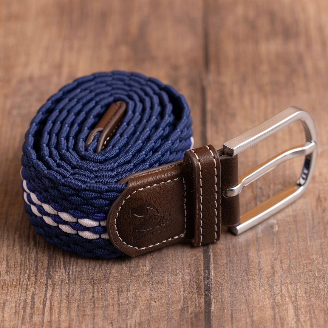 Swole Panda Woven Belt – White Fine Stripe Recycled Elasticated Belt