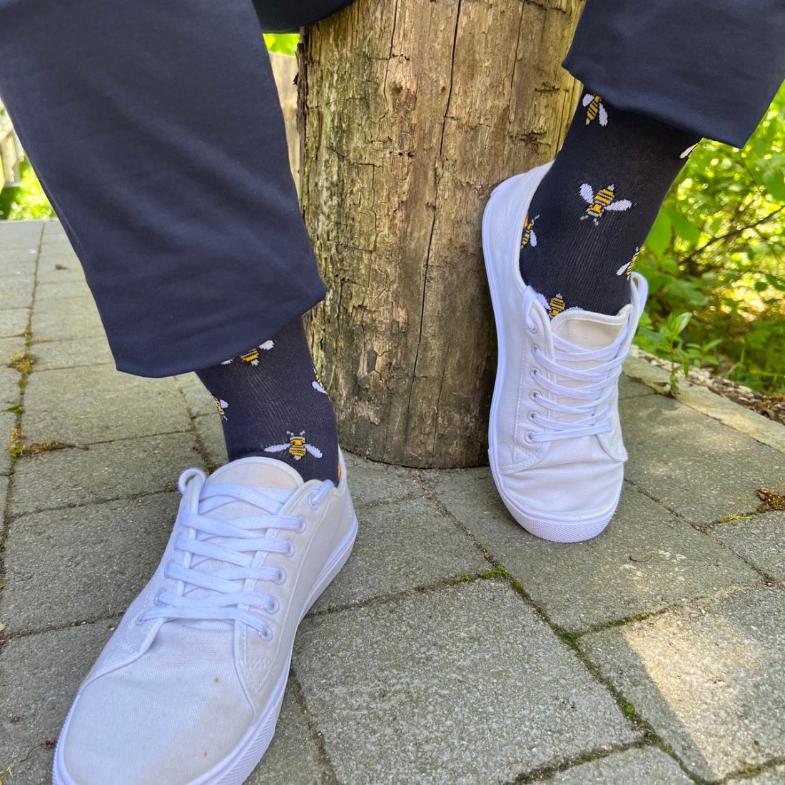 Swole Panda Navy Bumblebee Bamboo Socks – Sustainable Men's Accessories