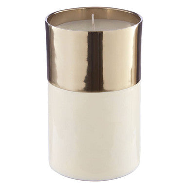 Orsina Elva Large White Wax Candle – Gold and White Metal Vessel