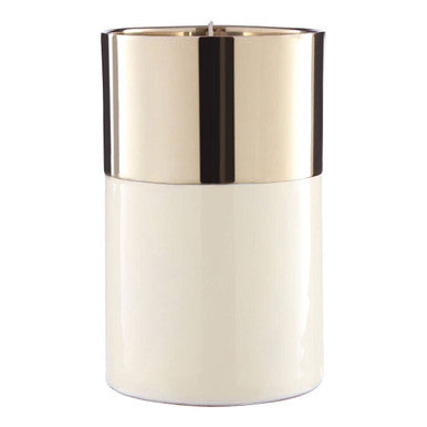 Orsina Elva Large White Wax Candle – Gold and White Metal Vessel