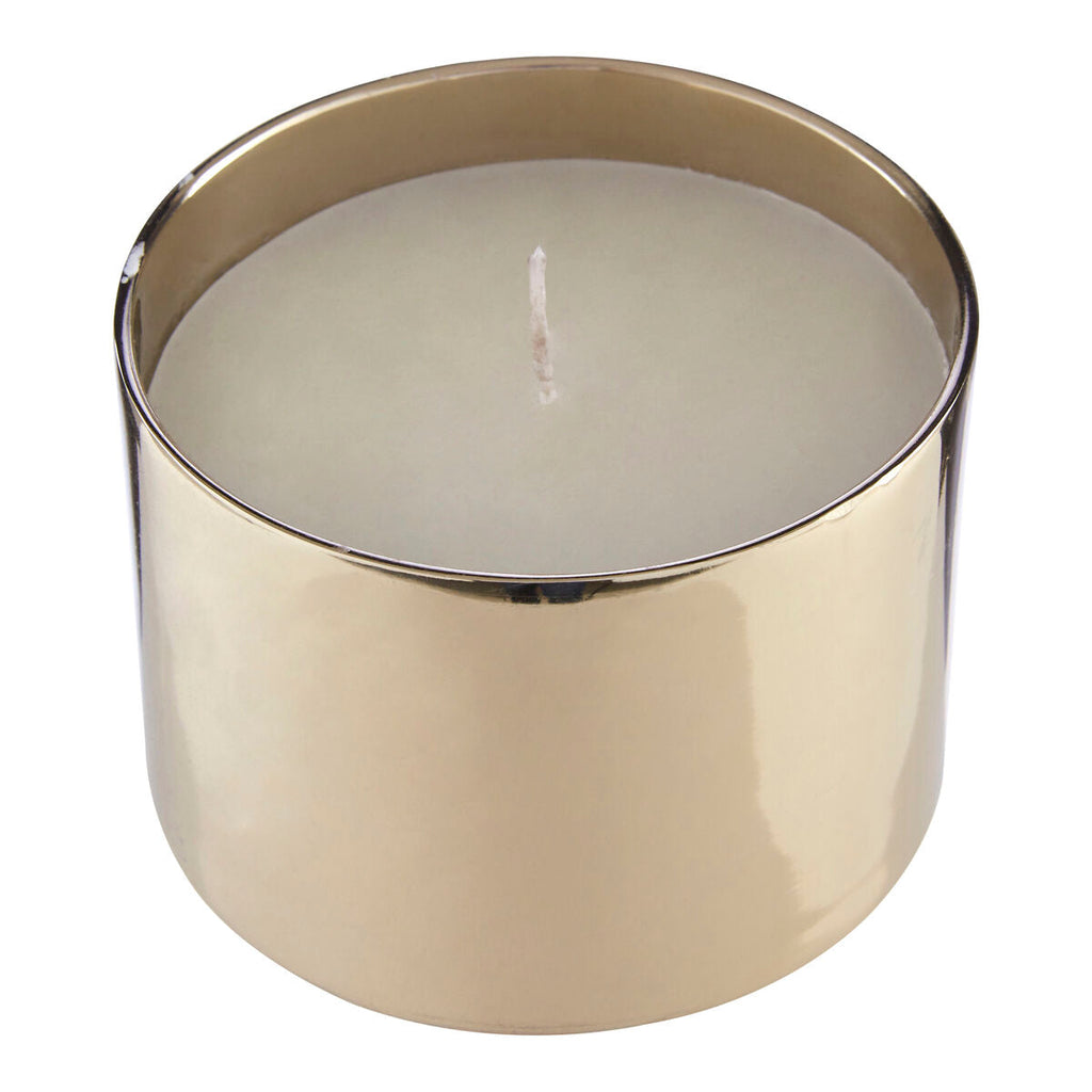 Orsina Elva Large White Wax Candle – Gold and White Metal Vessel