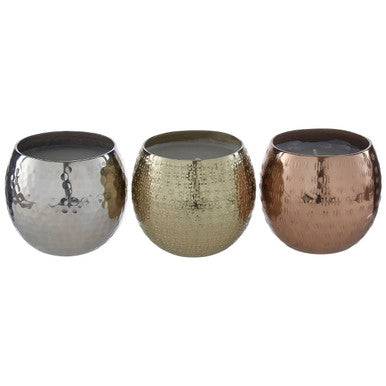 Orsina Ayla Wax Filled Candles - Set of 3 Metallic Gold Silver Copper