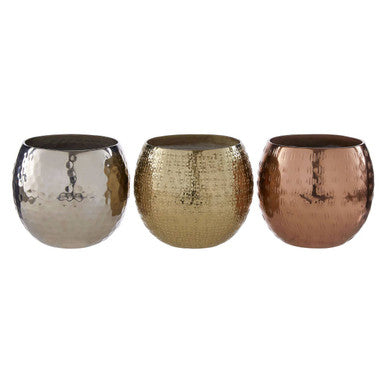 Orsina Ayla Wax Filled Candles - Set of 3 Metallic Gold Silver Copper