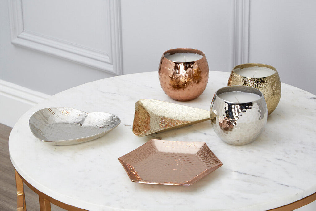 Orsina Ayla Wax Filled Candles - Set of 3 Metallic Gold Silver Copper