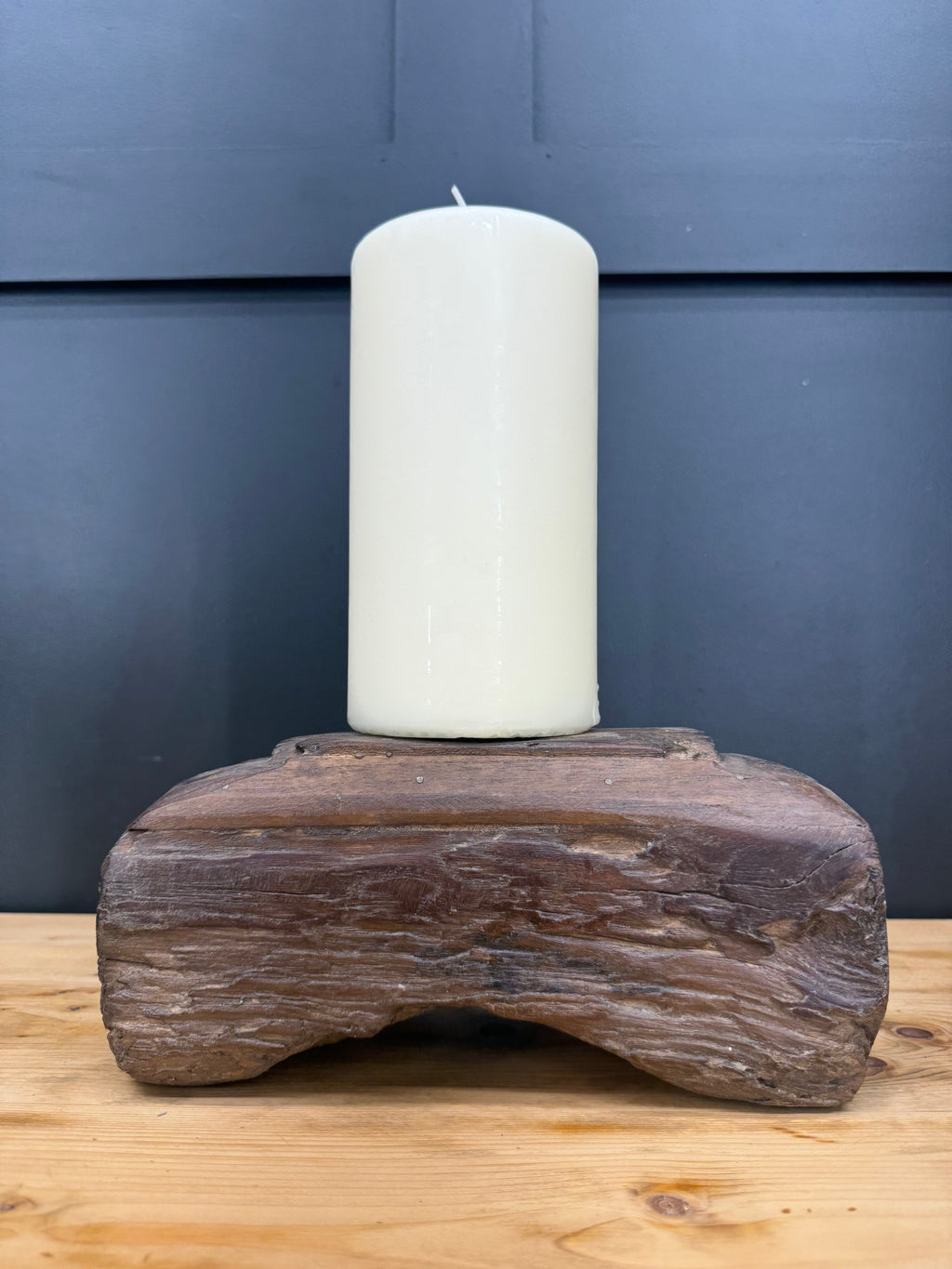 Rustic Reclaimed Wood Candle Holder | Antique Farmhouse Decor Stand