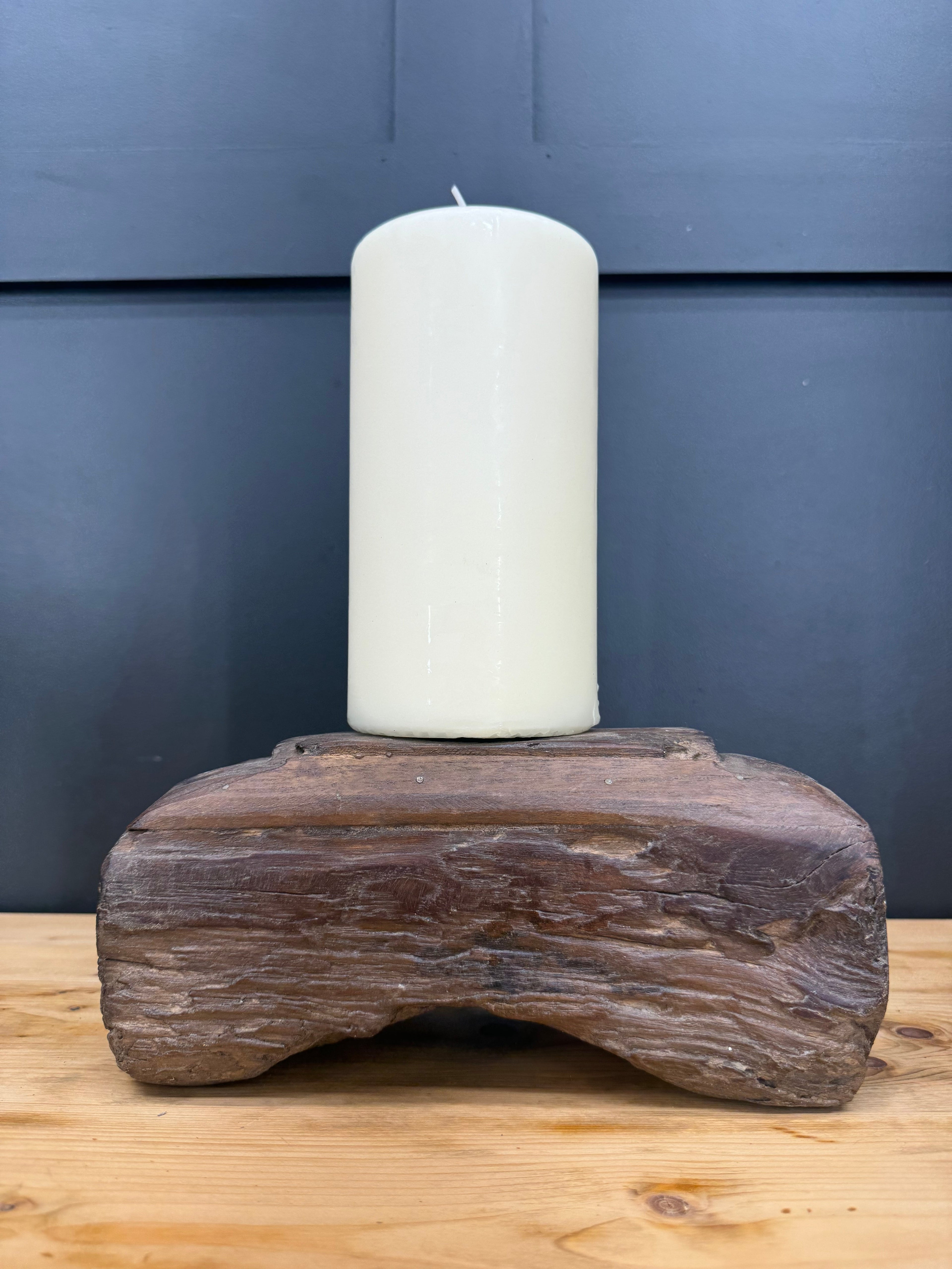 Rustic Reclaimed Wood Candle Holder | Antique Farmhouse Decor Stand