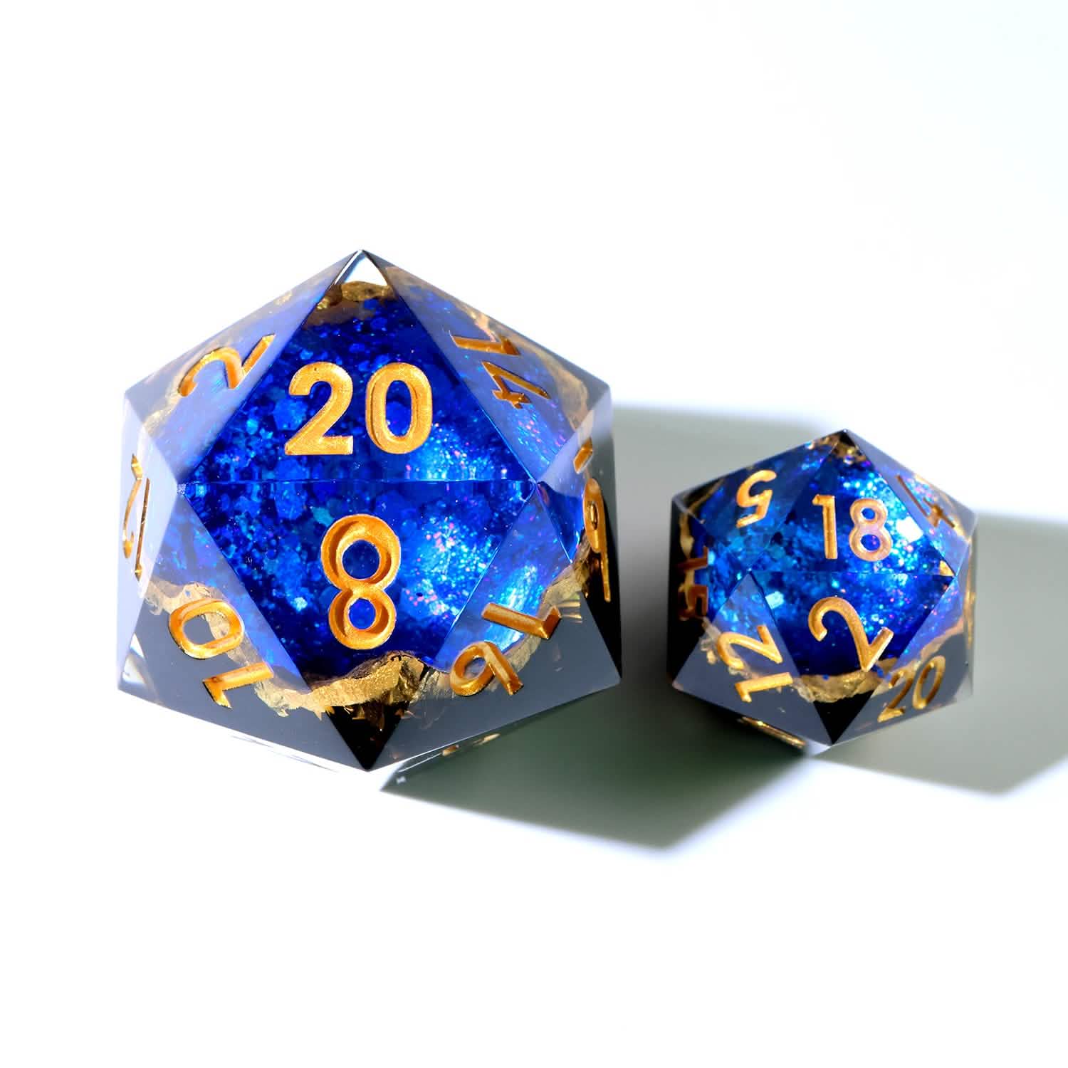Azure Depths | 33mm D20 | Oversized Geode Dice | Single Dice