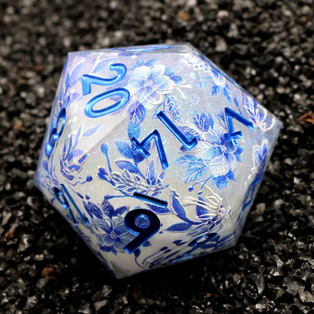 Snowflower | 33mm D20 | Oversized Art Core Dice | Single Dice