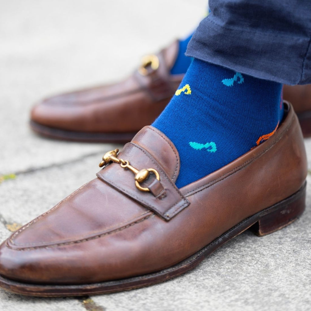 Swole Panda Musical Note Bamboo Socks – Breathable Blue Novelty Socks