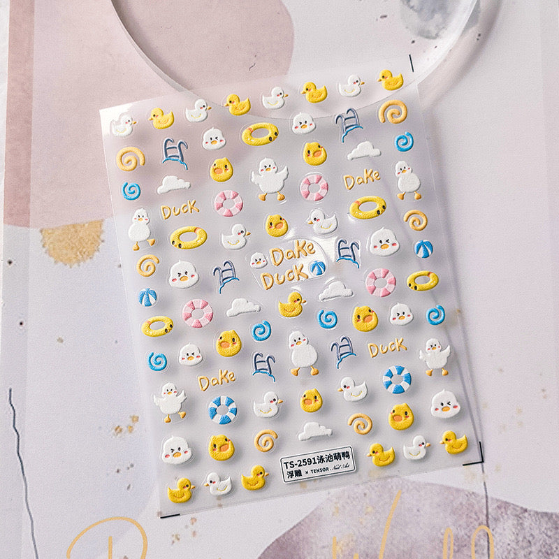 Swimming Pool Duck Nail Deco Stickers | LuLuFun Studio Cute Nail Art Decals