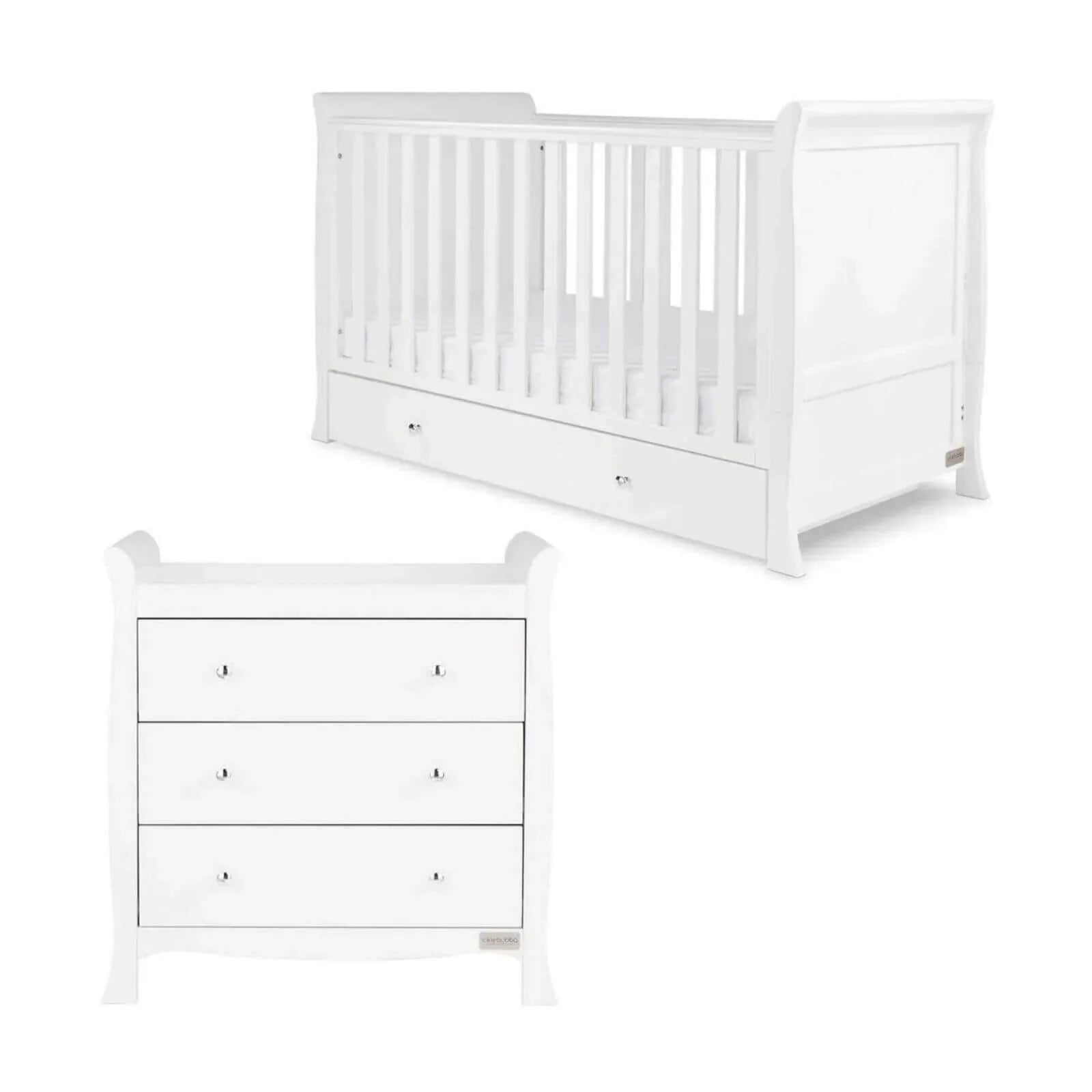 Ickle Bubba Snowdon Classic 2 Piece Furniture Set White - Fibre Mattress