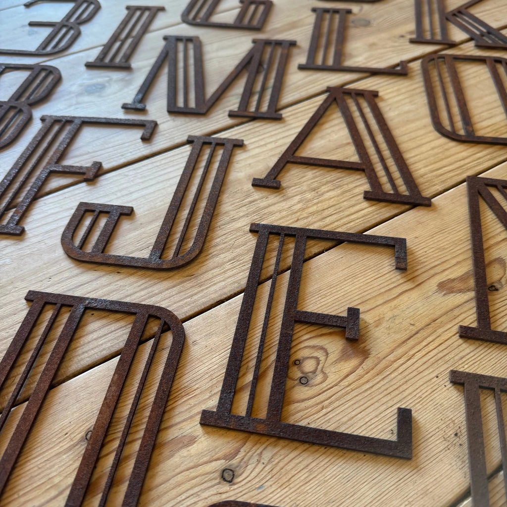 Rustic Warehouse Norfolk Art Deco Rusty Metal Letters – Industrial Wall Decor