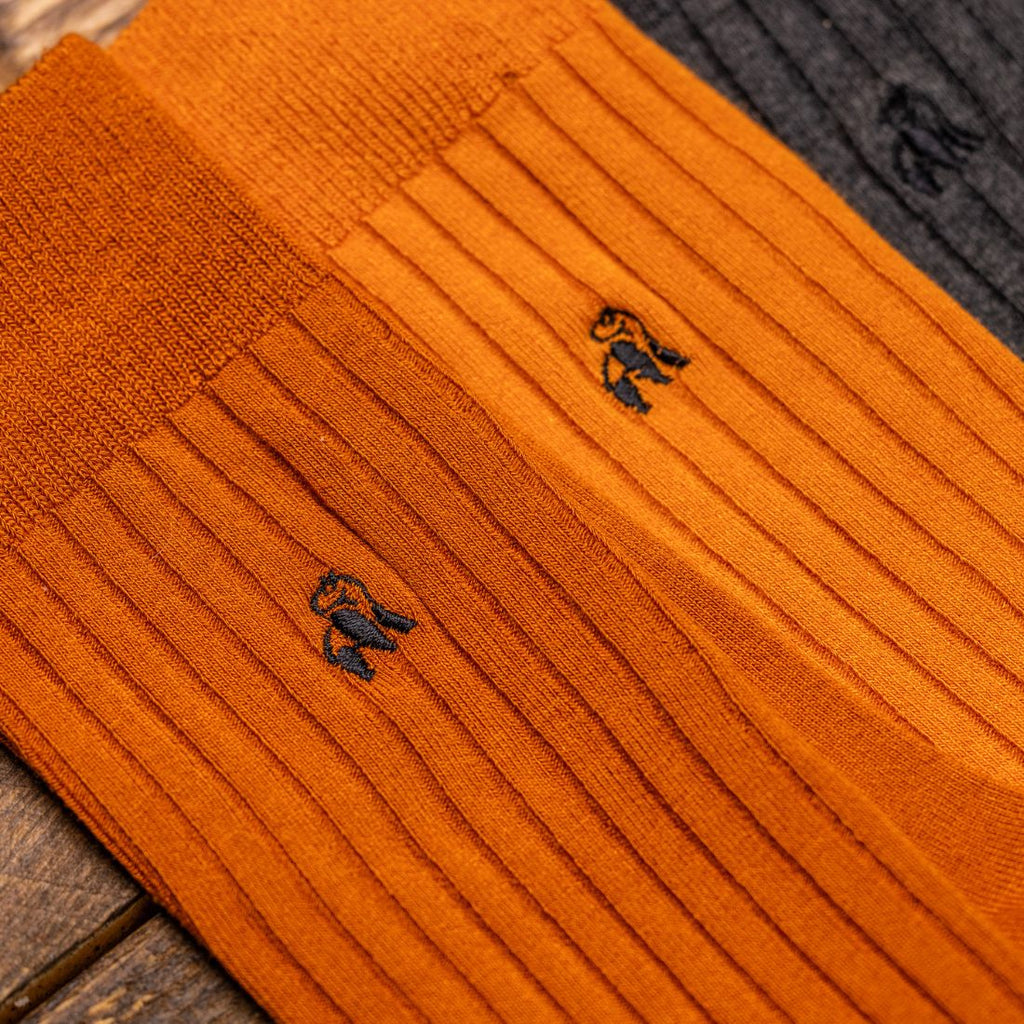 Swole Panda Burnt Orange Bamboo Socks – Ribbed Sustainable Hosiery
