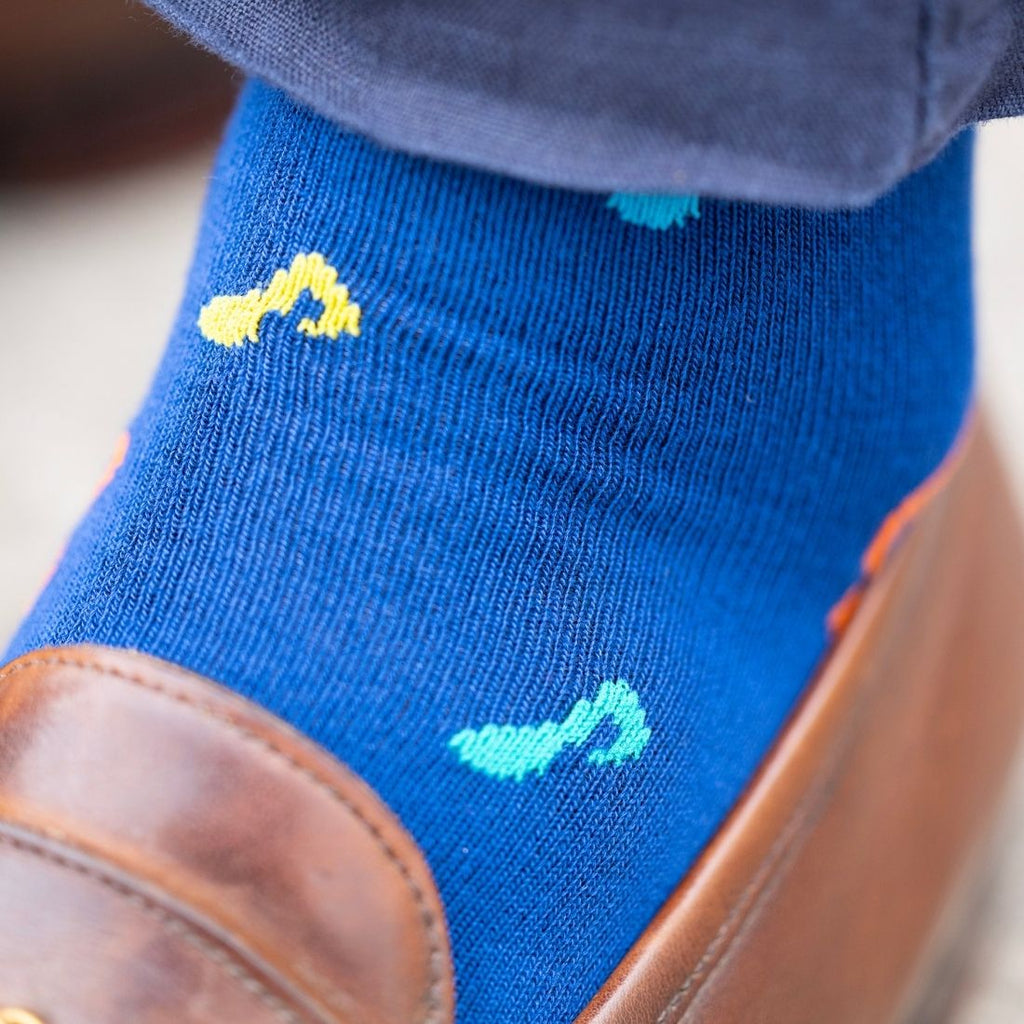 Swole Panda Musical Note Bamboo Socks – Breathable Blue Novelty Socks
