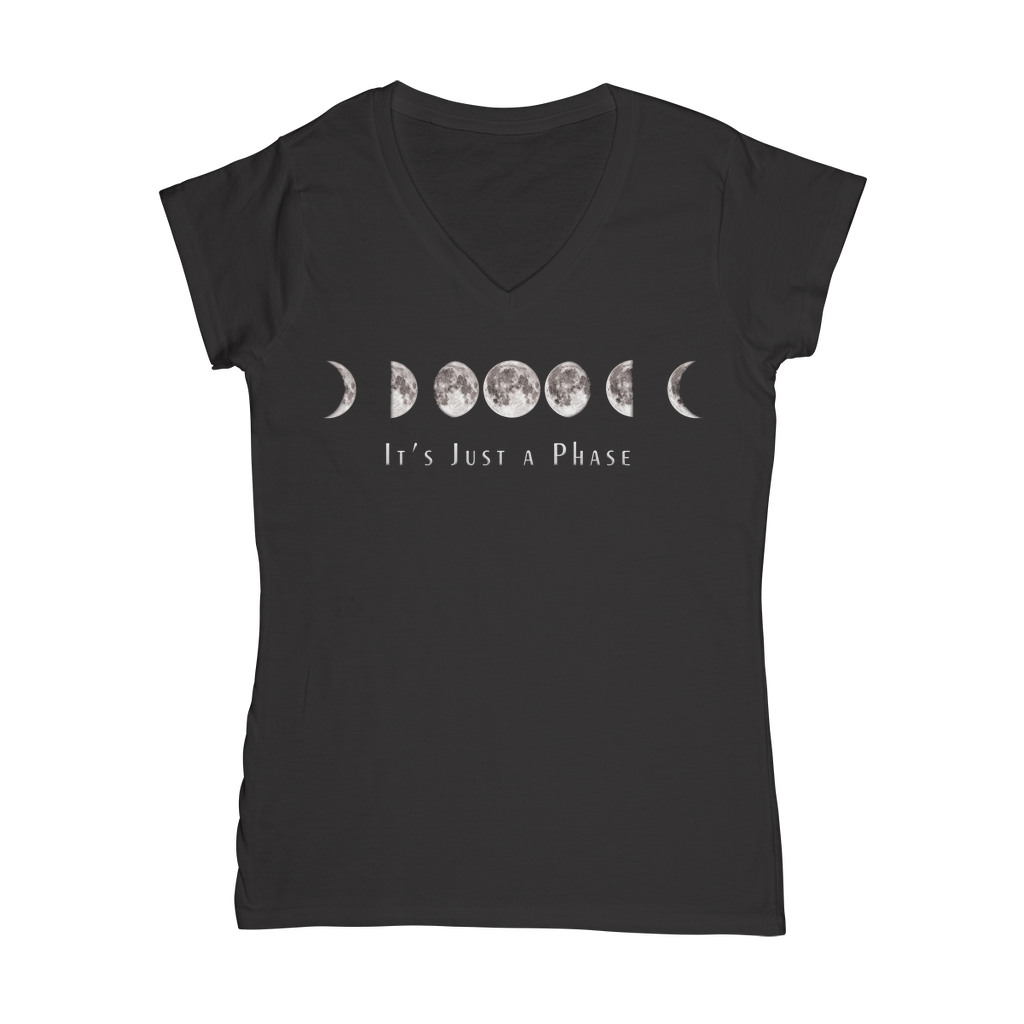 Necessary Evil It's Just A Phase Moon V-Neck Cotton T-Shirt