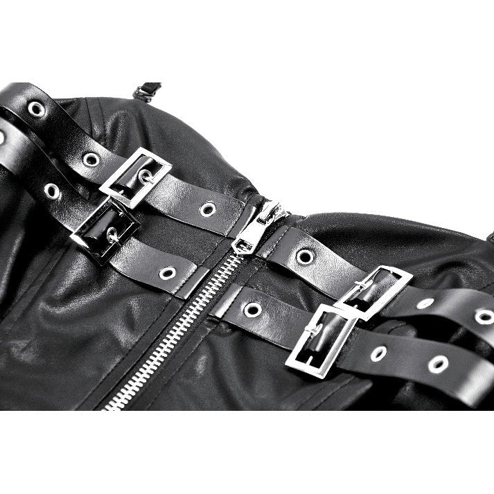 Dark in Love Isolde Gothic High-Low Dress - Faux Leather Corset