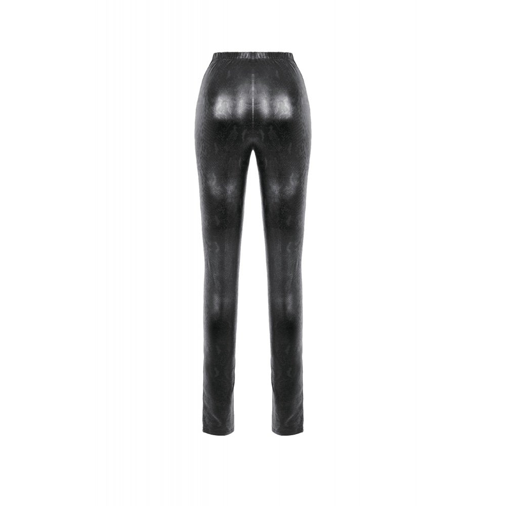 Dark in Love Serpentine Mesh Panel Leggings – Black Faux Leather