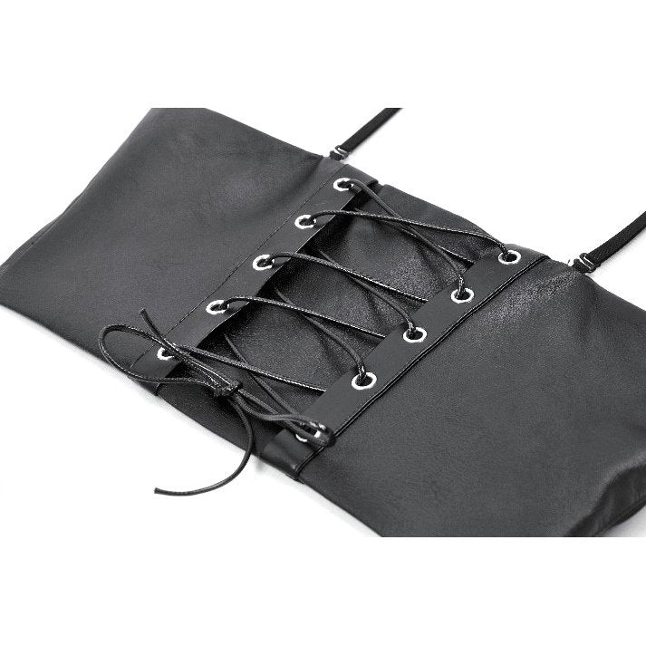 Dark in Love Ravena Faux Leather Corset Top – Black Buckled Goth Style
