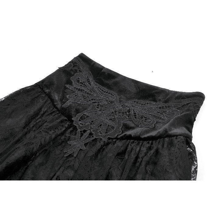 Dark in Love Gloriana Gothic Black Tulle and Lace Draped Maxi Skirt