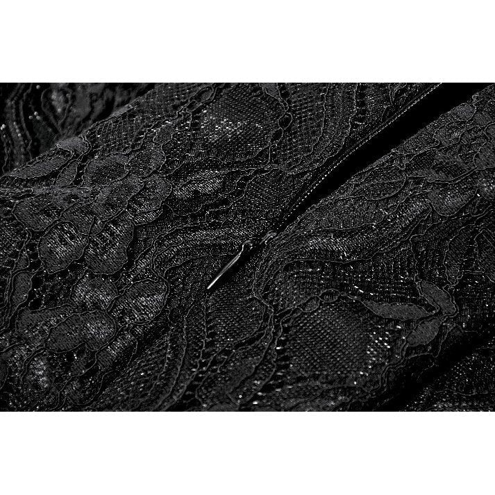 Dark in Love Gothic Lace High-Low Dress – Black Off-Shoulder Gown
