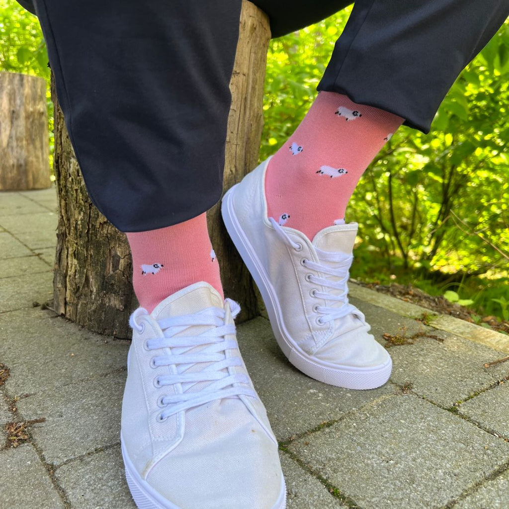 Swole Panda Sheep Bamboo Socks – Soft Pink Sustainable Novelty Socks