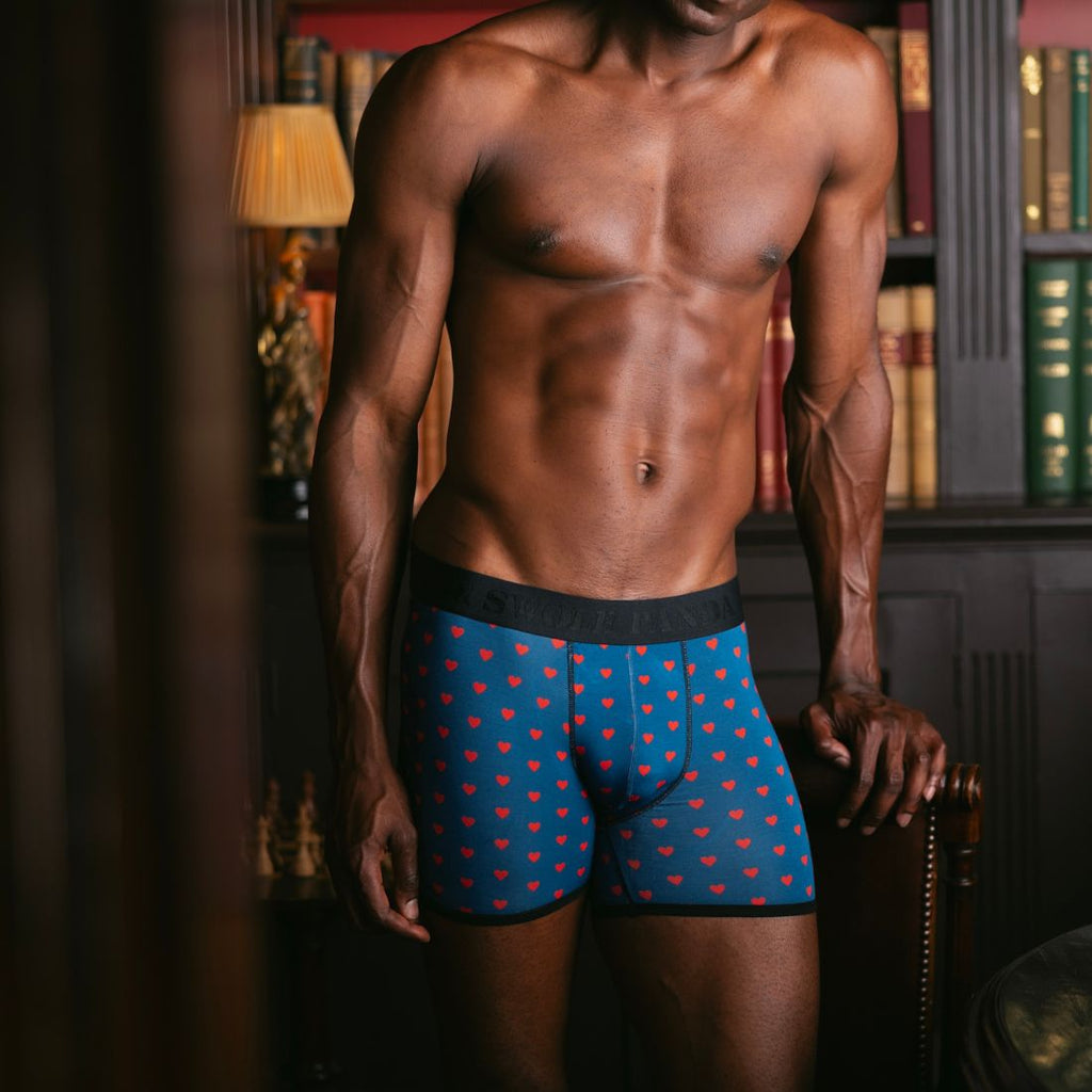 Swole Panda Bamboo Boxers – Breathable Anti-Chafe Men's Underwear (Hearts)