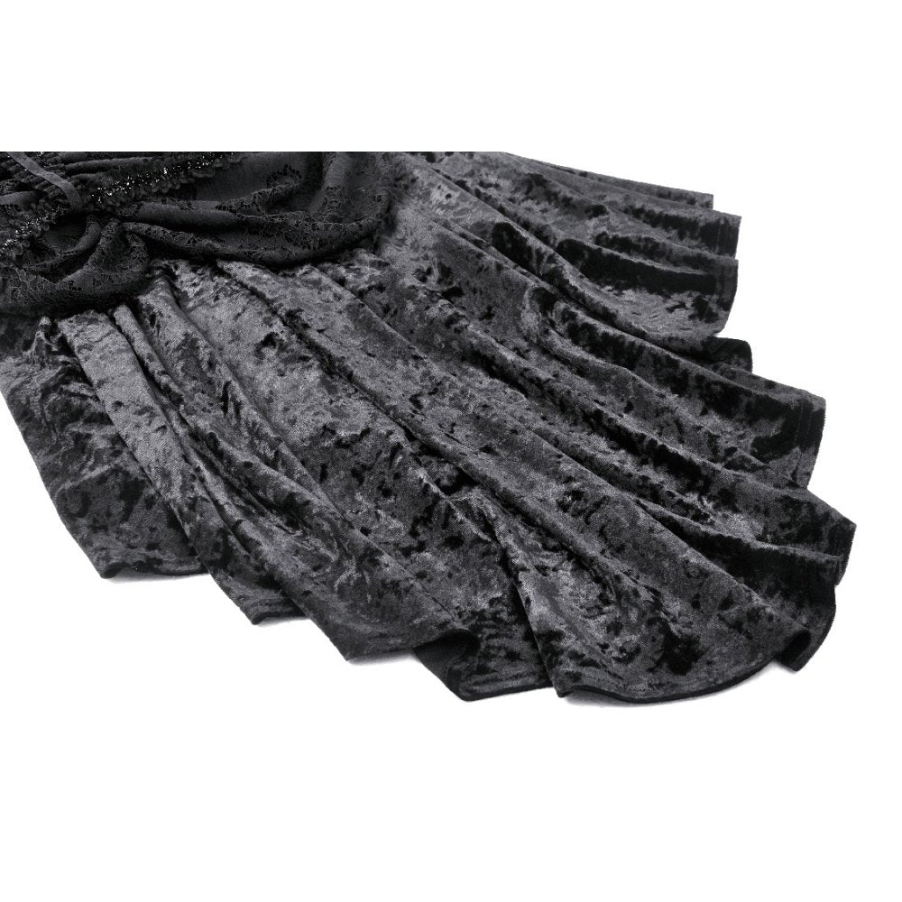 Dark in Love Seraphina Black Velvet Lace High-Low Gothic Dress
