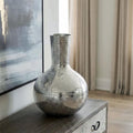 Orsina Safia Silver Bottle Vase – Hammered Aluminium Decor