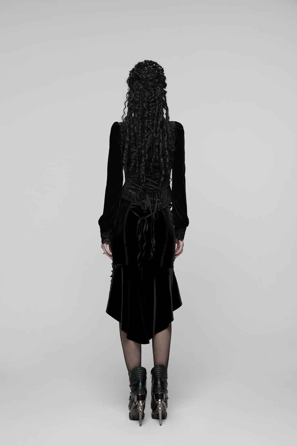 Punk Rave Daily Goth Shirt – Black Velvet Victorian Lace Blouse