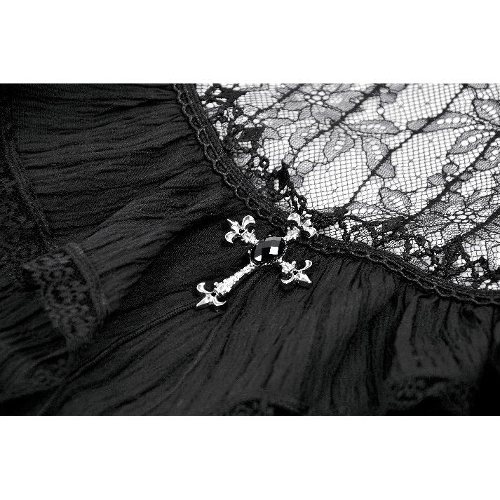 Dark in Love Black Lace Silhouette Gothic Dress with Cross Charm