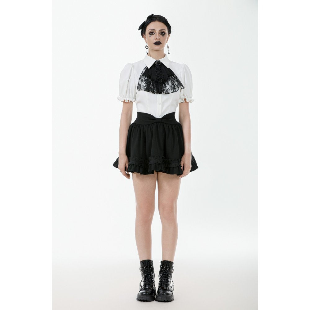 Dark in Love Black Ruffled Mini Skirt – High-Waisted Lolita Style