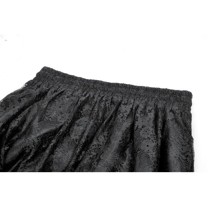 Dark in Love Sabina Black Sheer Lace High-Low Gothic Bustle Skirt