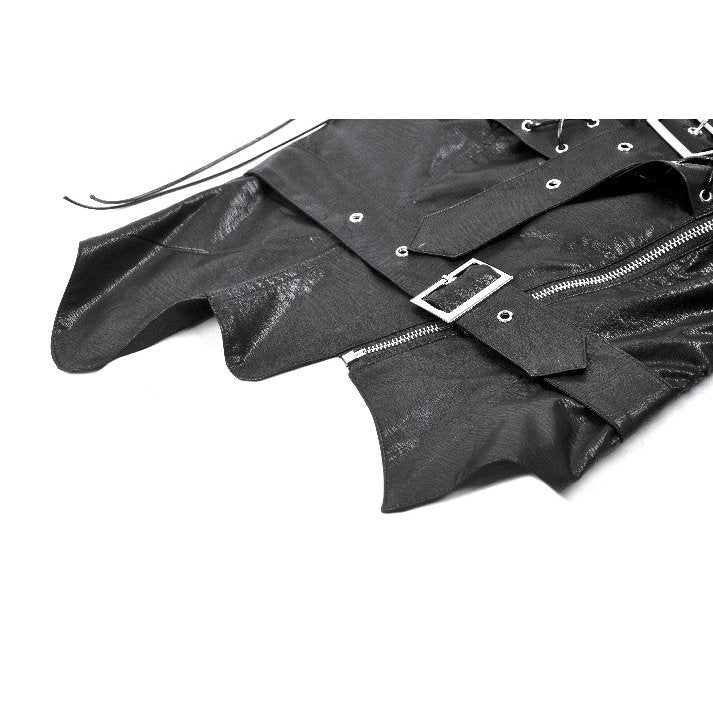 Dark in Love Vespera Spiked Faux Leather One-Shoulder Corset Top