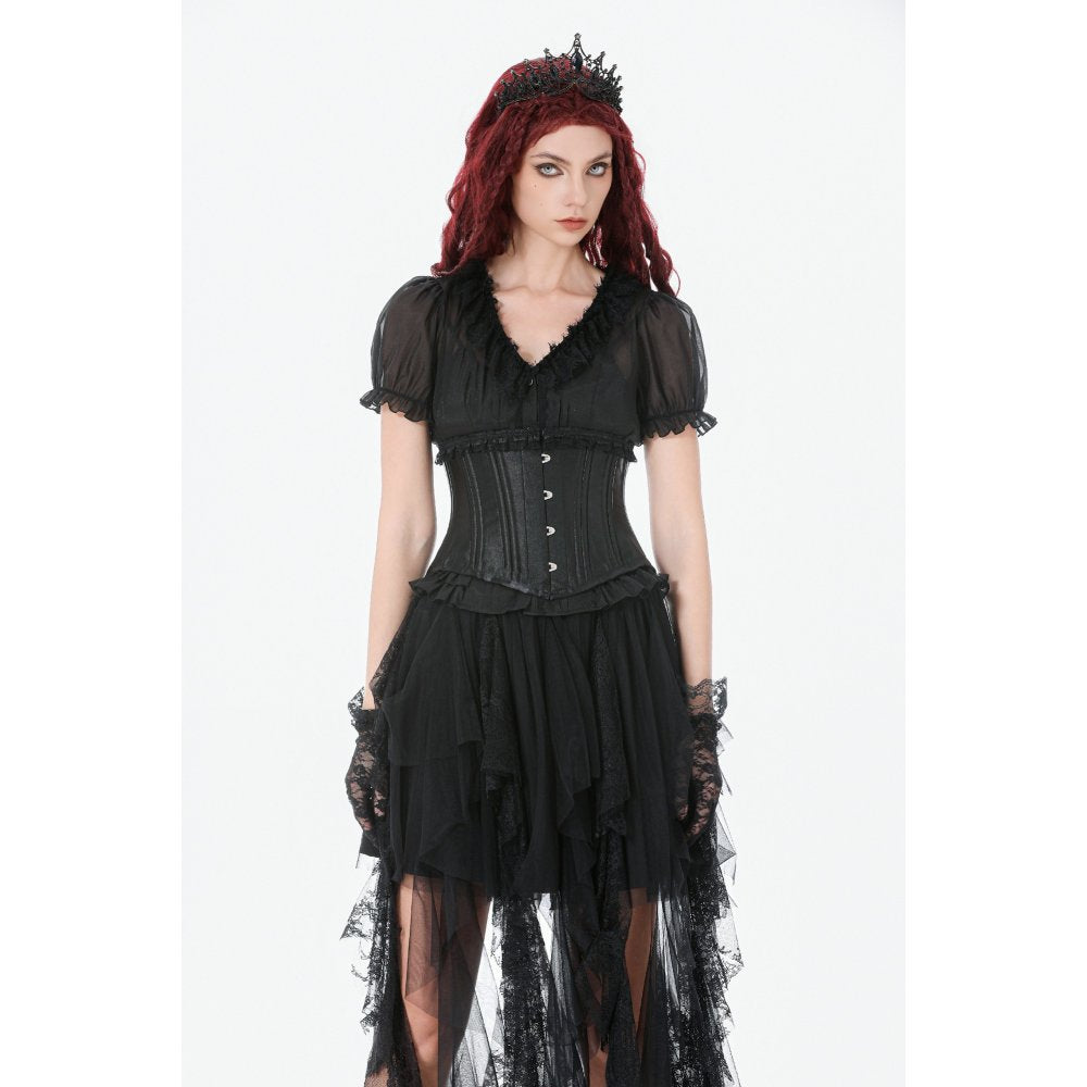 Dark In Love Evelina Steel-Boned Waist Corset – Black Gothic Cincher