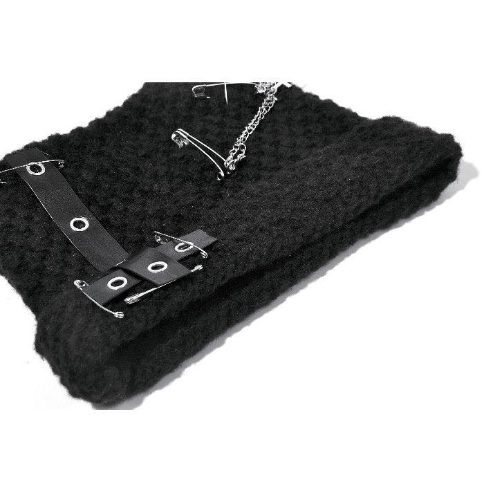 Dark In Love Mina Punk Metal Knit Hat – Cat Ear Gothic Winter Beanie