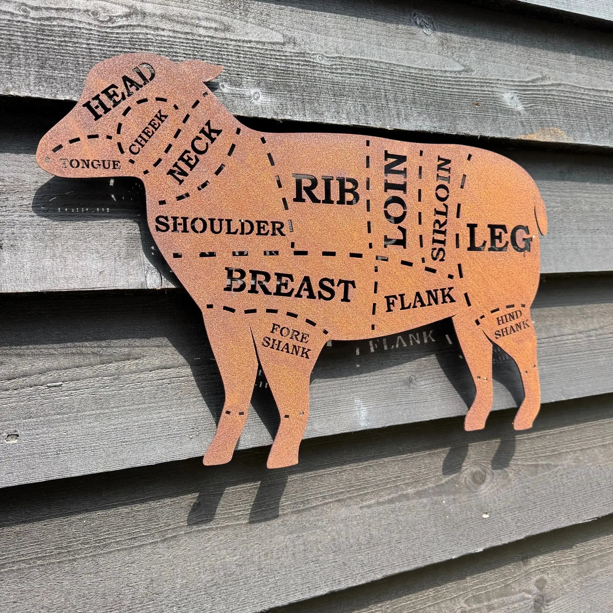 Rustic Metal Butchers Lamb Garden Decor | Steel Wall Art by RW Norfolk