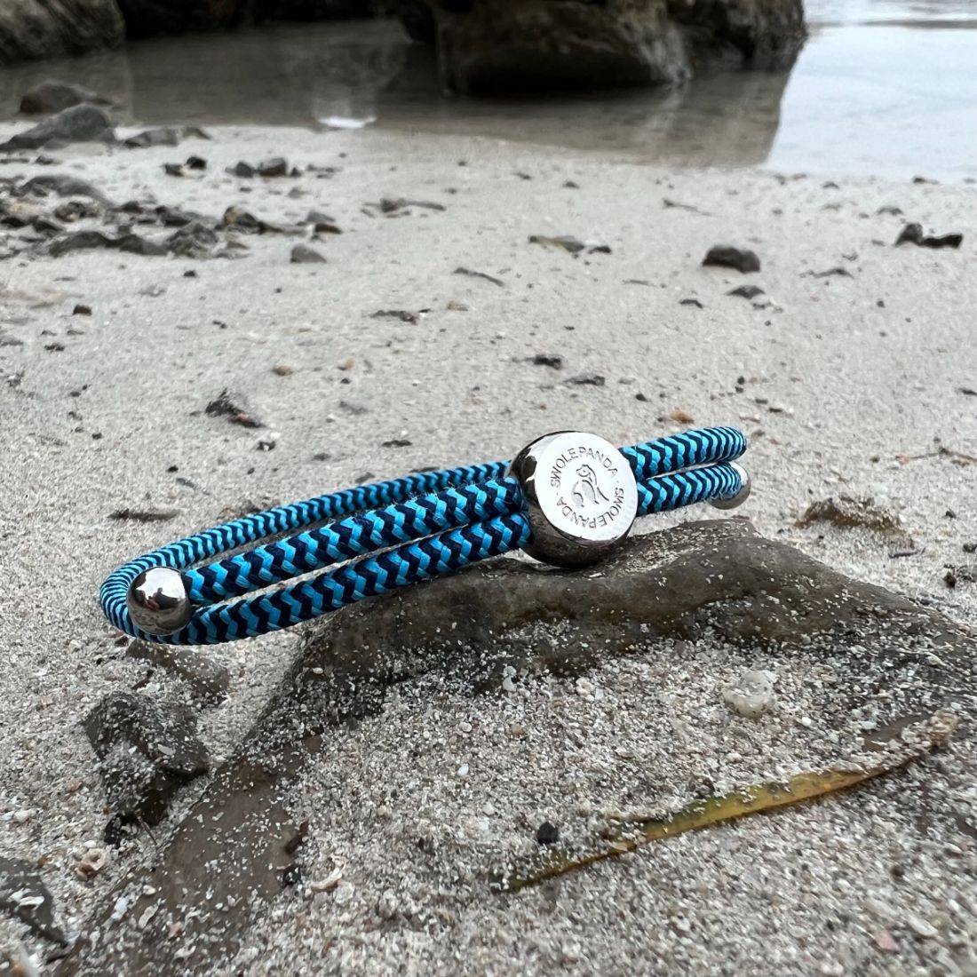 Swole Panda Sky Blue Zigzag Recycled Rope Bracelet | Unisex & Adjustable