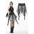 Dark in Love Morrigan Punk Skirt – Black and Grey Tartan Patchwork