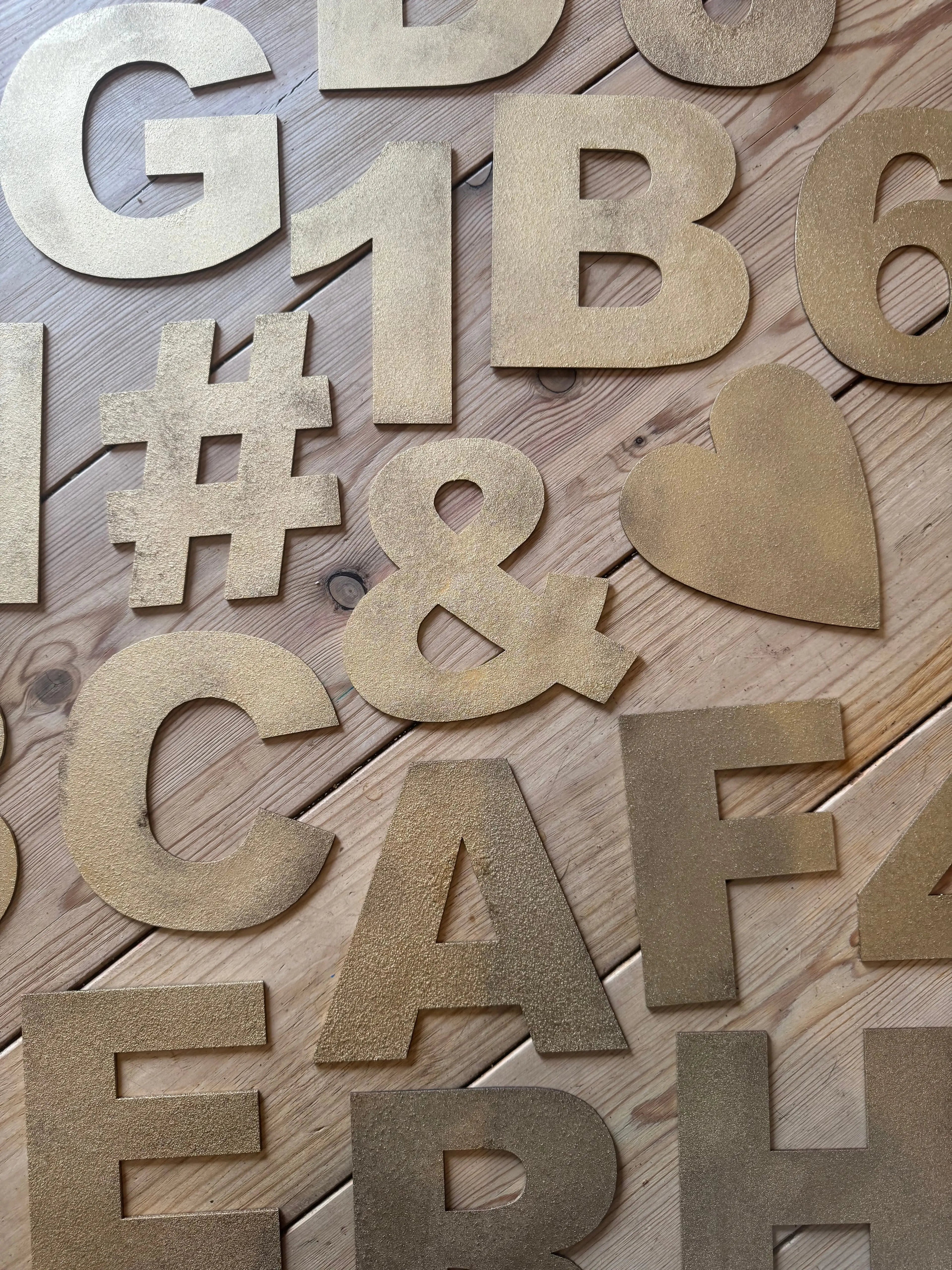 Rustic Warehouse Gold Metal Alphabet Letters – Vintage Fat Font Signage