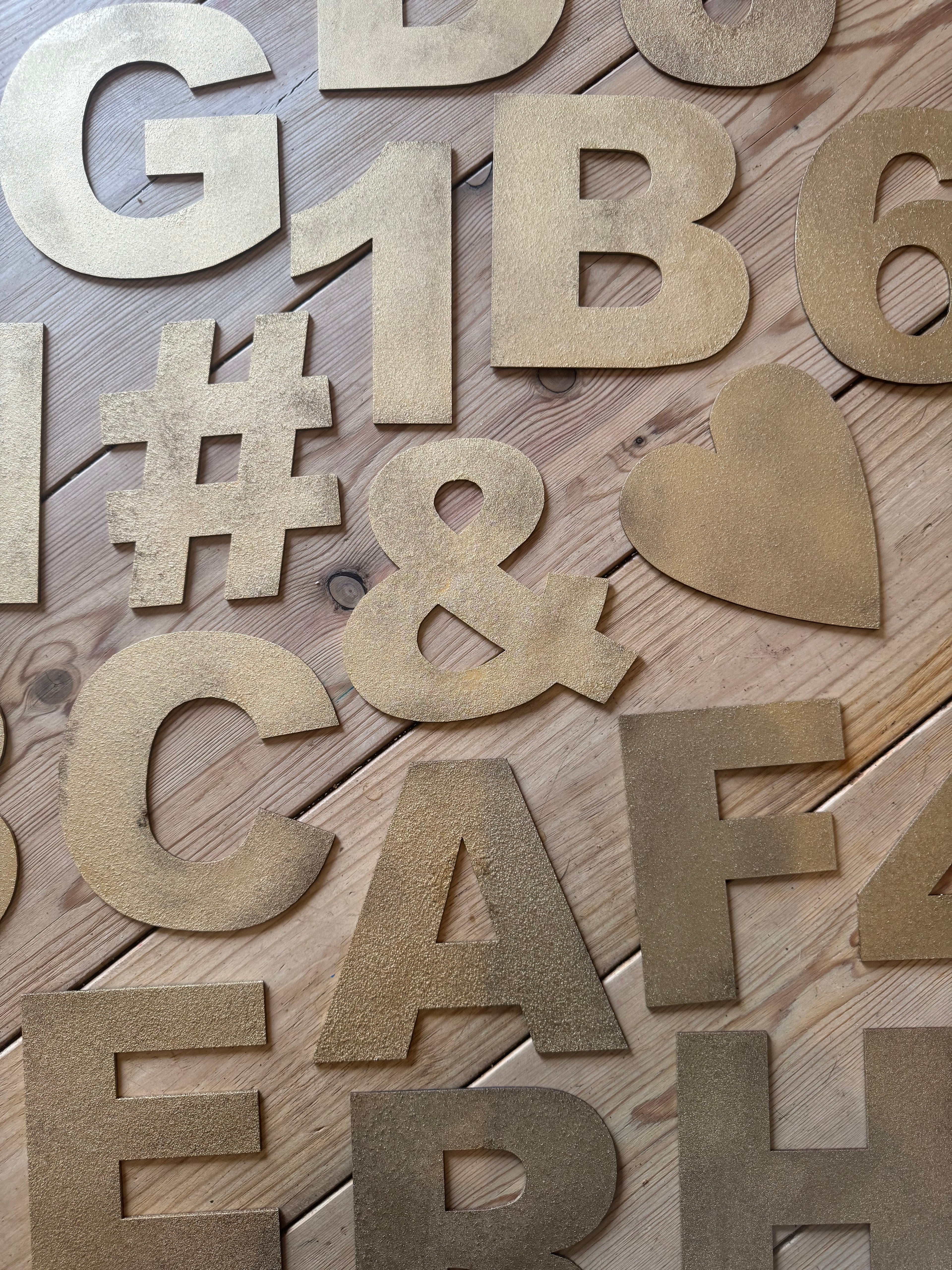 Rustic Warehouse Gold Metal Alphabet Letters – Vintage Fat Font Signage